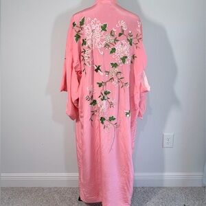 Vintage Japanese Kimono Cherry Blossom Embroidered One Size